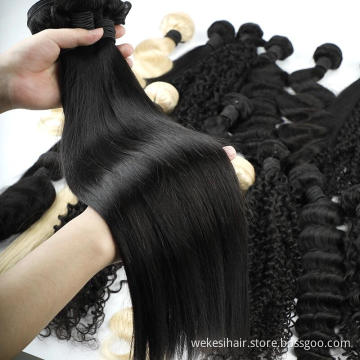 Full Cuticle Peruvian Natural Straight Hair Bundle Deals With Silk Based Middle Part Lace Closure Free Shipping